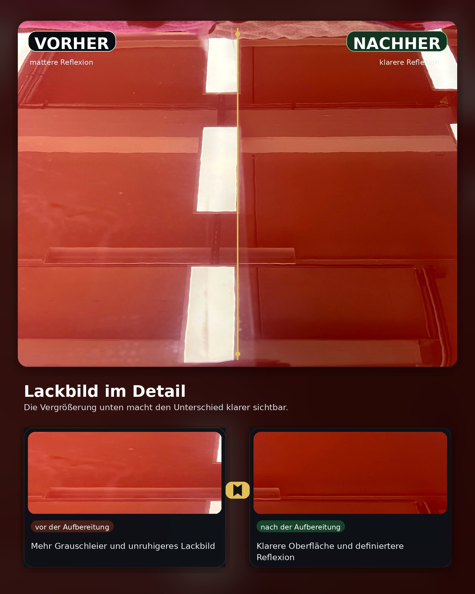 50/50-Dokumentation im roten Lack